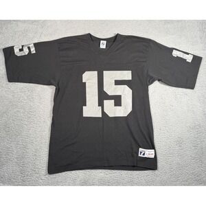 Vintage Logo 7 NFL Oakland Raiders Jeff Hostetler #15 Football T Shirt Men Large